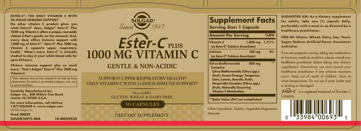 Solgar, Ester-C Plus label