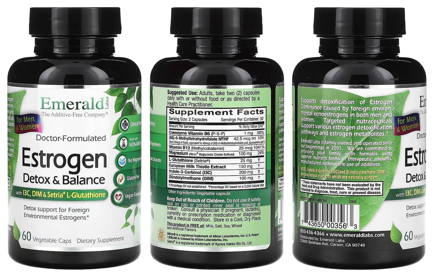 Emerald Laboratories, Estrogen, Detox & Balance packaging