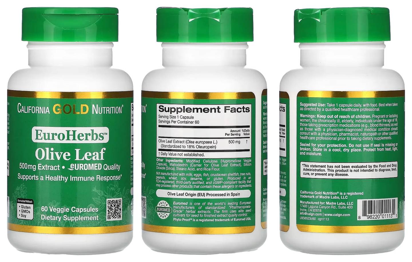 California Gold Nutrition, EuroHerbs packaging