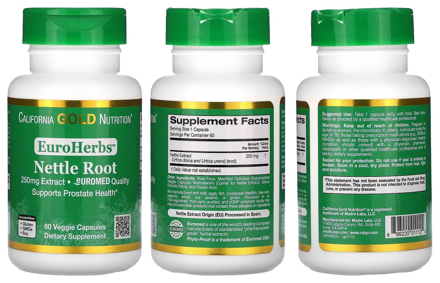 California Gold Nutrition, EuroHerbs packaging