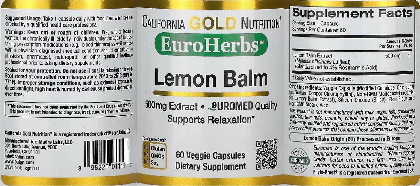 California Gold Nutrition, EuroHerbs label