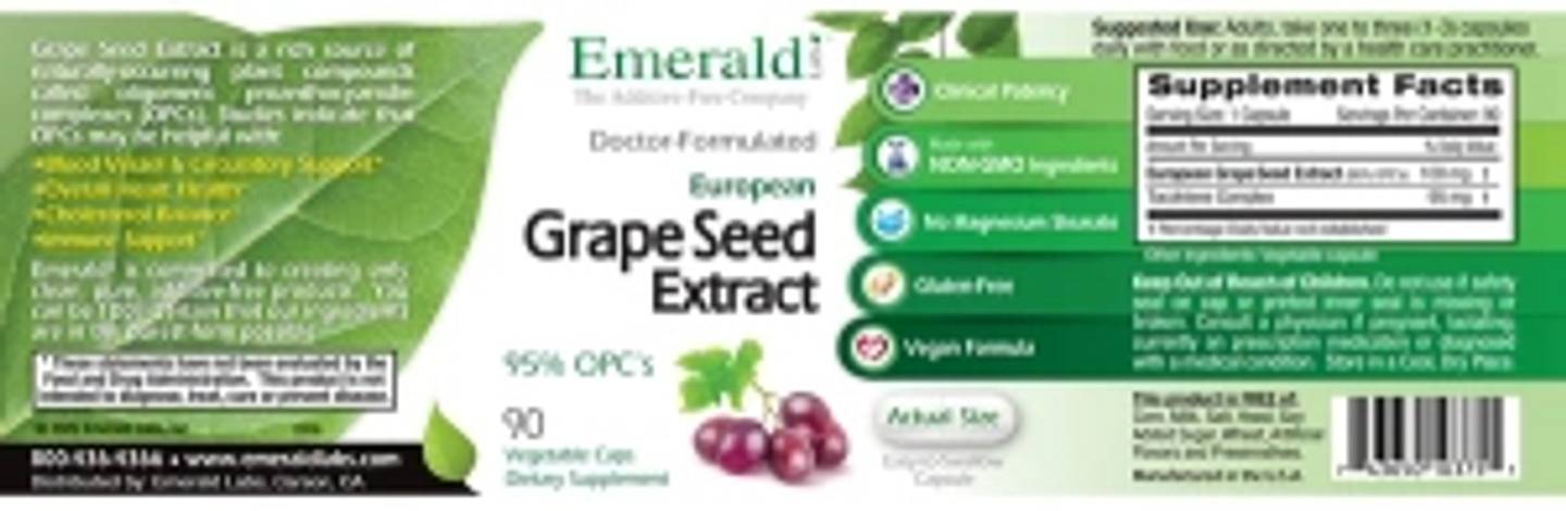 Emerald Laboratories, European Grape Seed Extract label