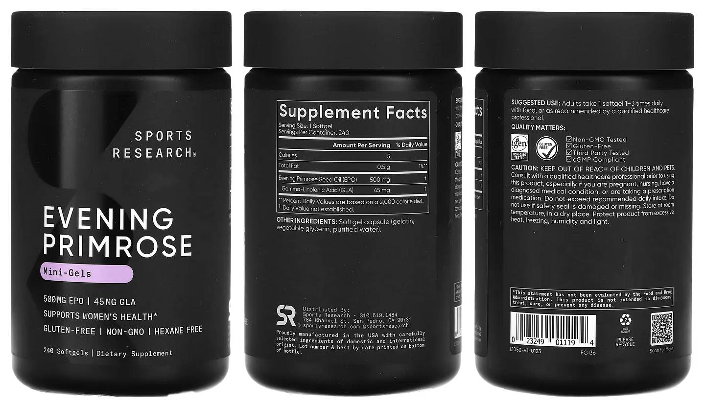 Sports Research, Evening Primrose packaging