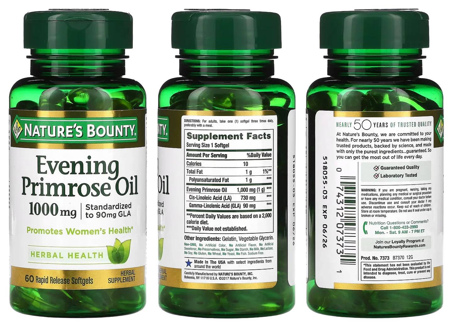 Nature's Bounty, Evening Primrose Oil, 1,000 mg packaging