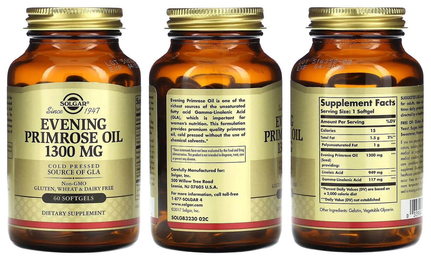 Solgar, Evening Primrose Oil packaging