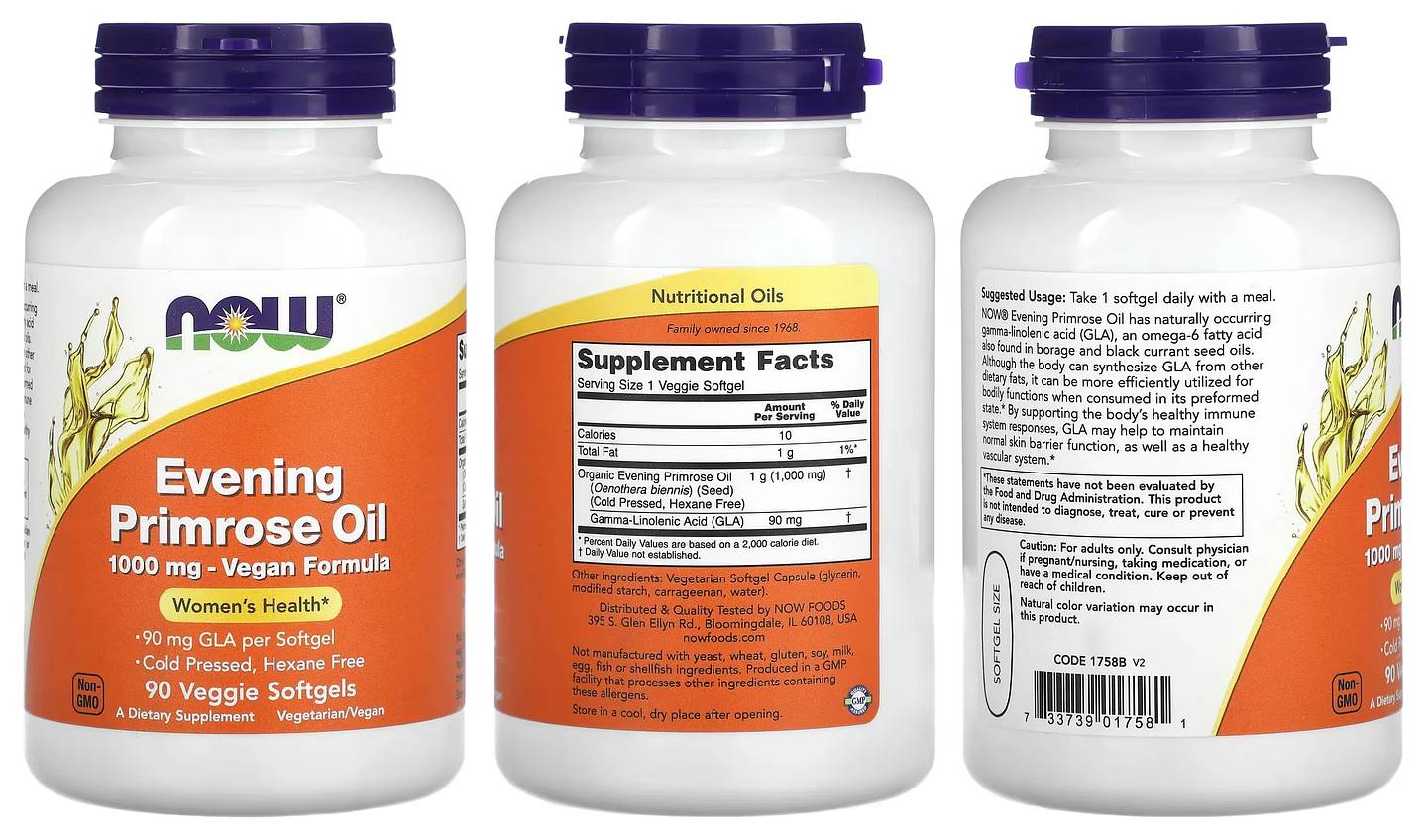 NOW Foods, Evening Primrose Oil packaging