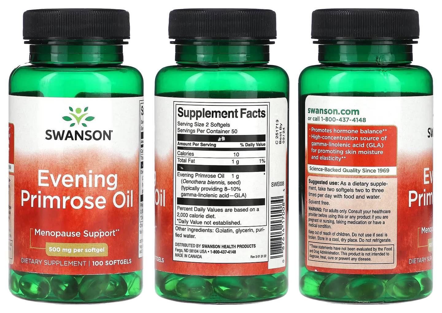 Swanson, Evening Primrose Oil packaging