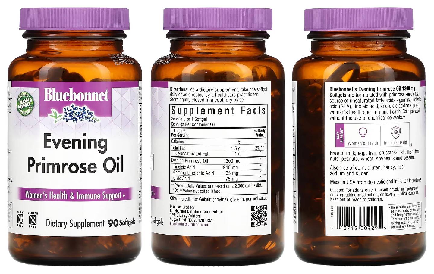 Bluebonnet Nutrition, Evening Primrose Oil packaging