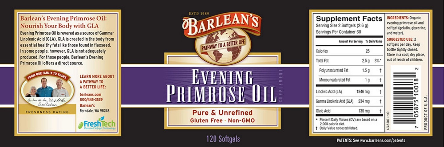 Barlean's, Evening Primrose Oil label
