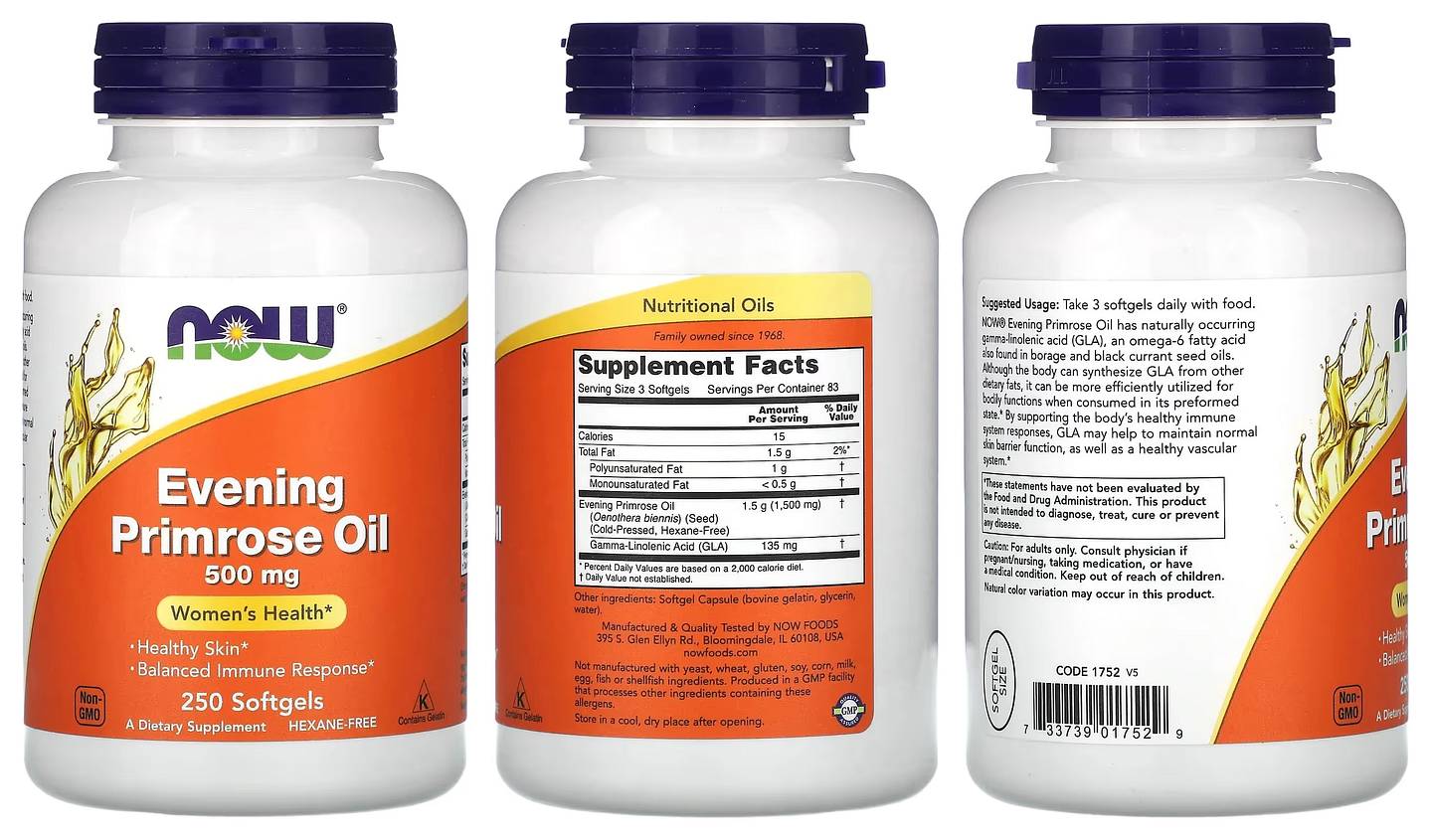 NOW Foods, Evening Primrose Oil packaging