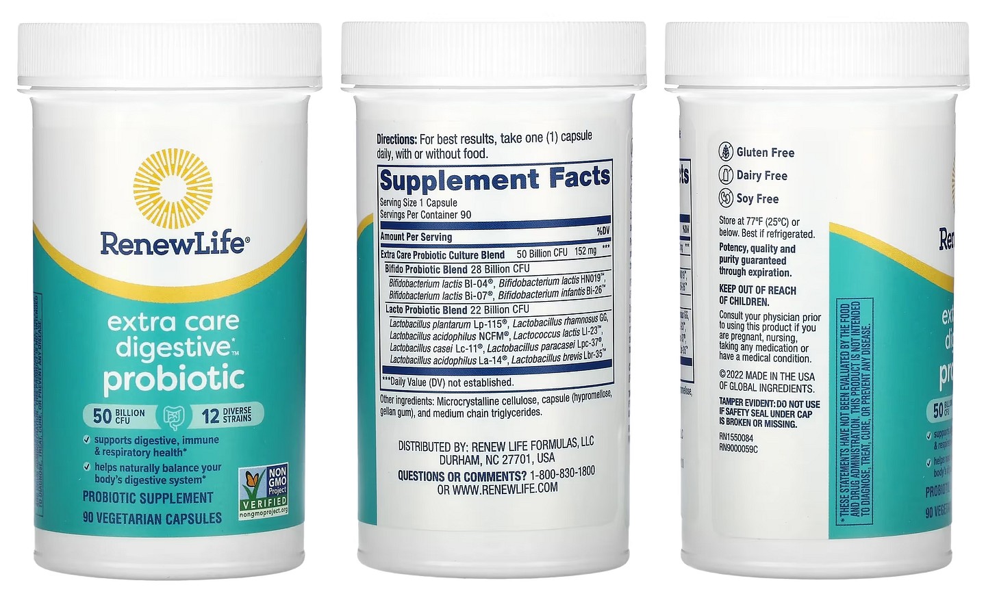 Renew Life, Extra Care Digestive Probiotic packaging