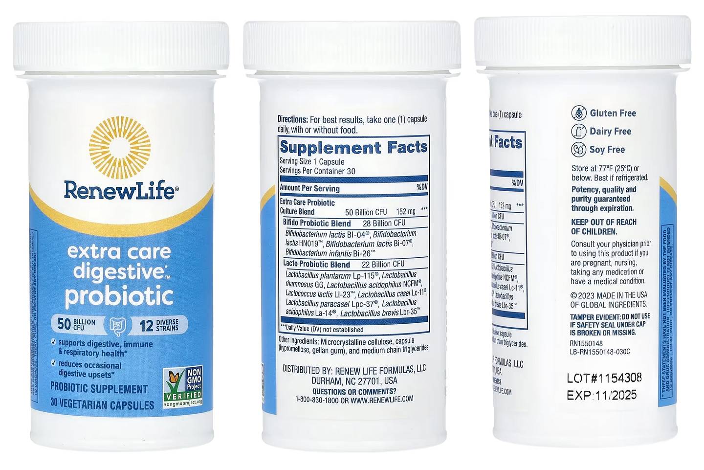 Renew Life, Extra Care Digestive Probiotic packaging