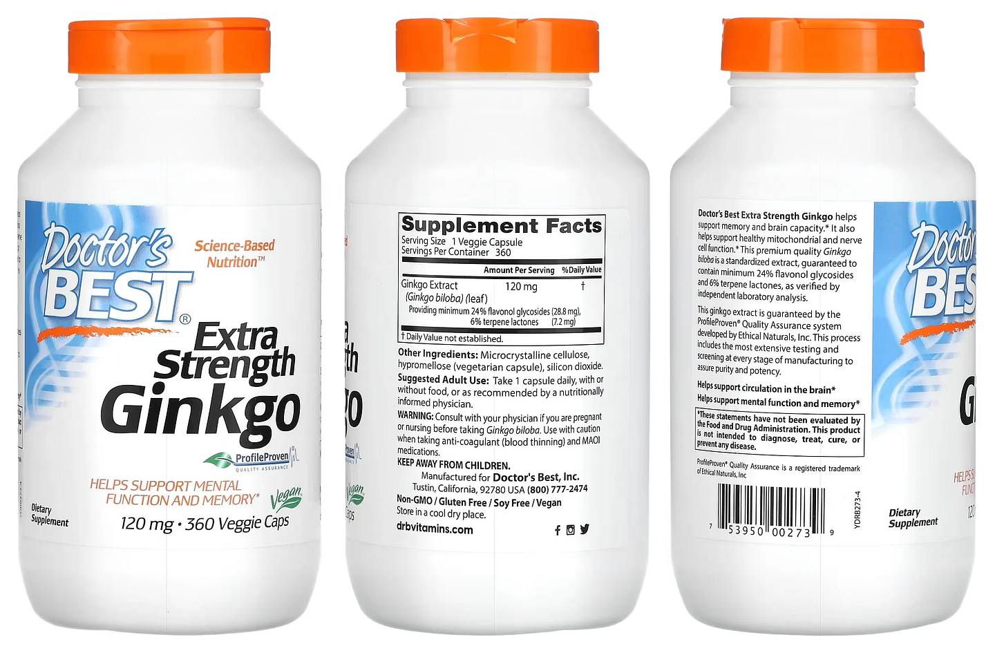 Doctor's Best, Extra Strength Ginkgo packaging