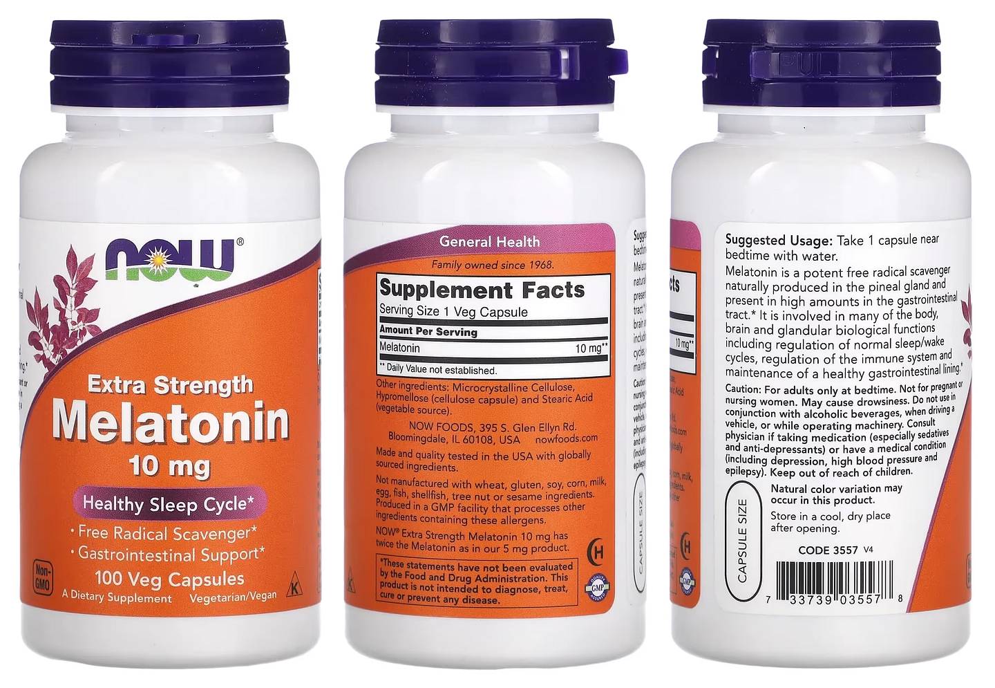 NOW Foods, Extra Strength Melatonin packaging