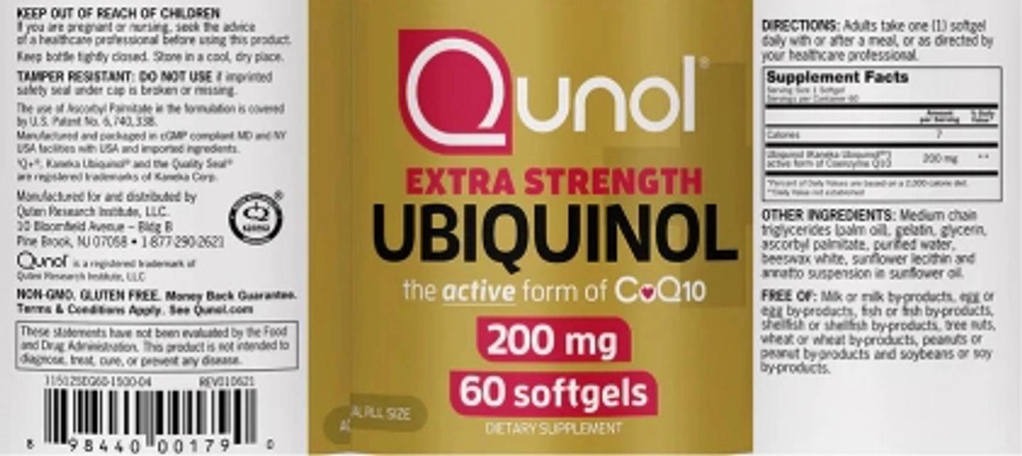 Qunol, Extra Strength Ubiquinol label