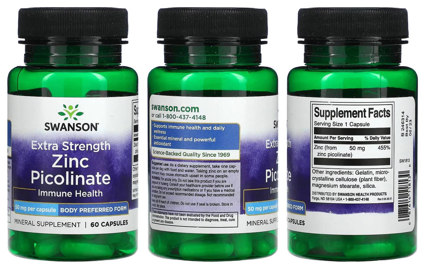 Swanson, Extra Strength Zinc Picolinate packaging