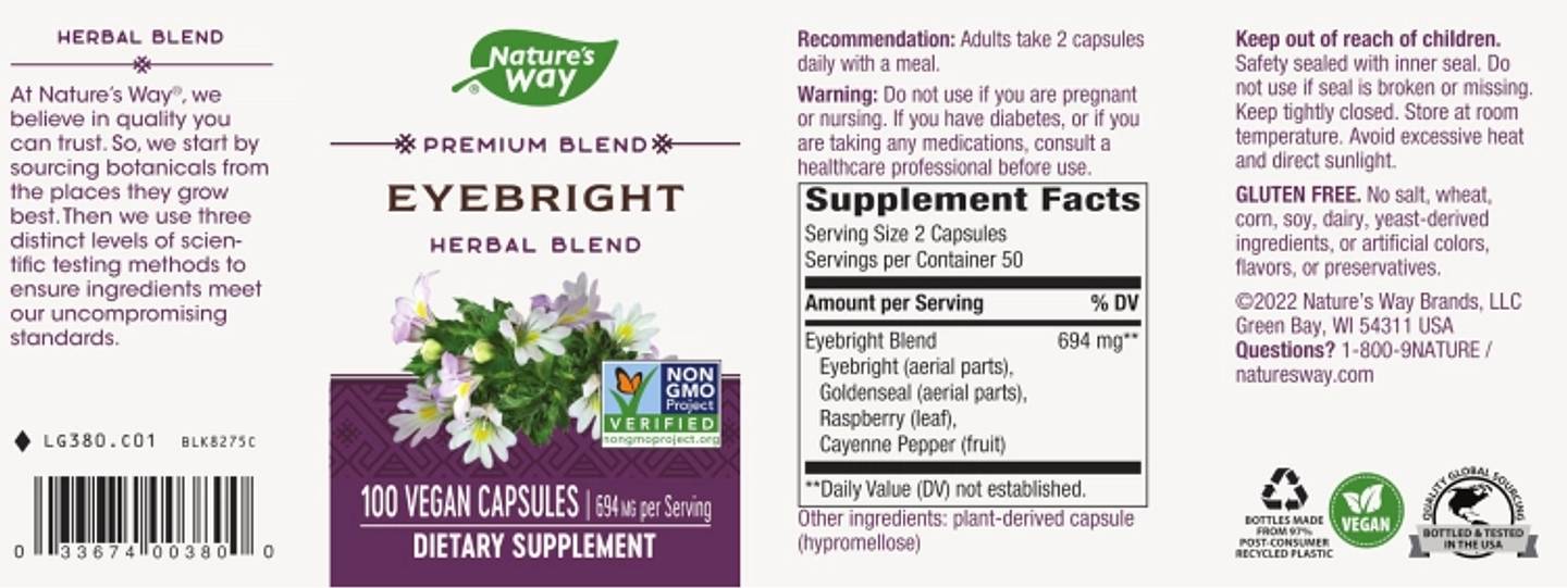 Nature's Way, Eyebright, Herbal Blend label