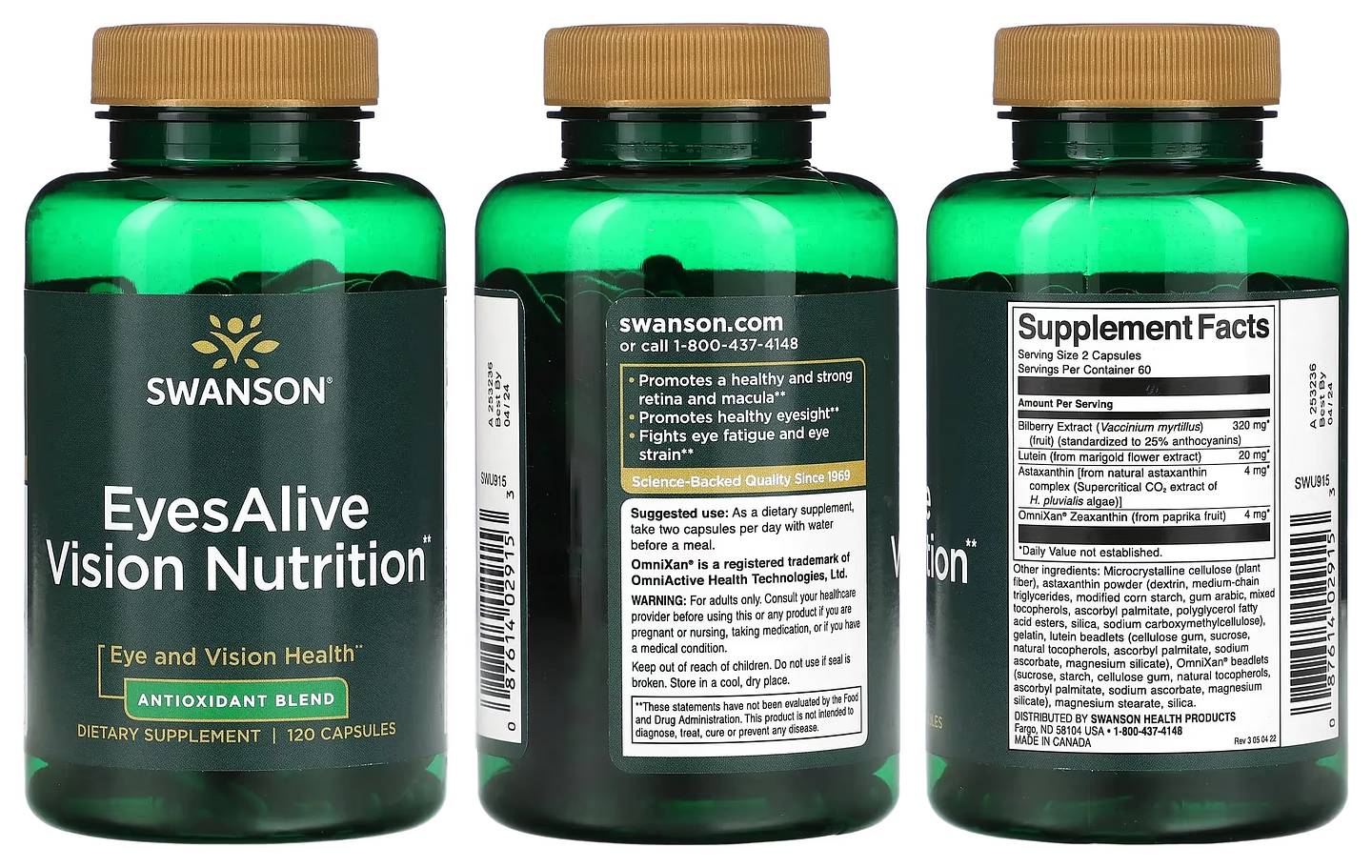 Swanson, EyesAlive Vision Nutrition packaging