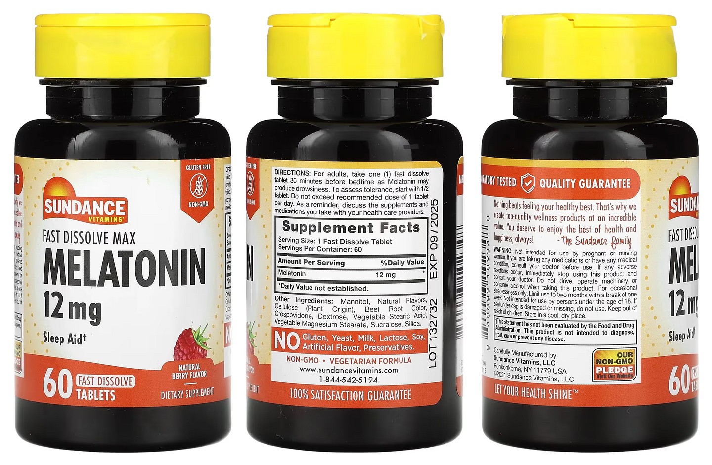 Sundance Vitamins, Fast Dissolve Max Melatonin packaging