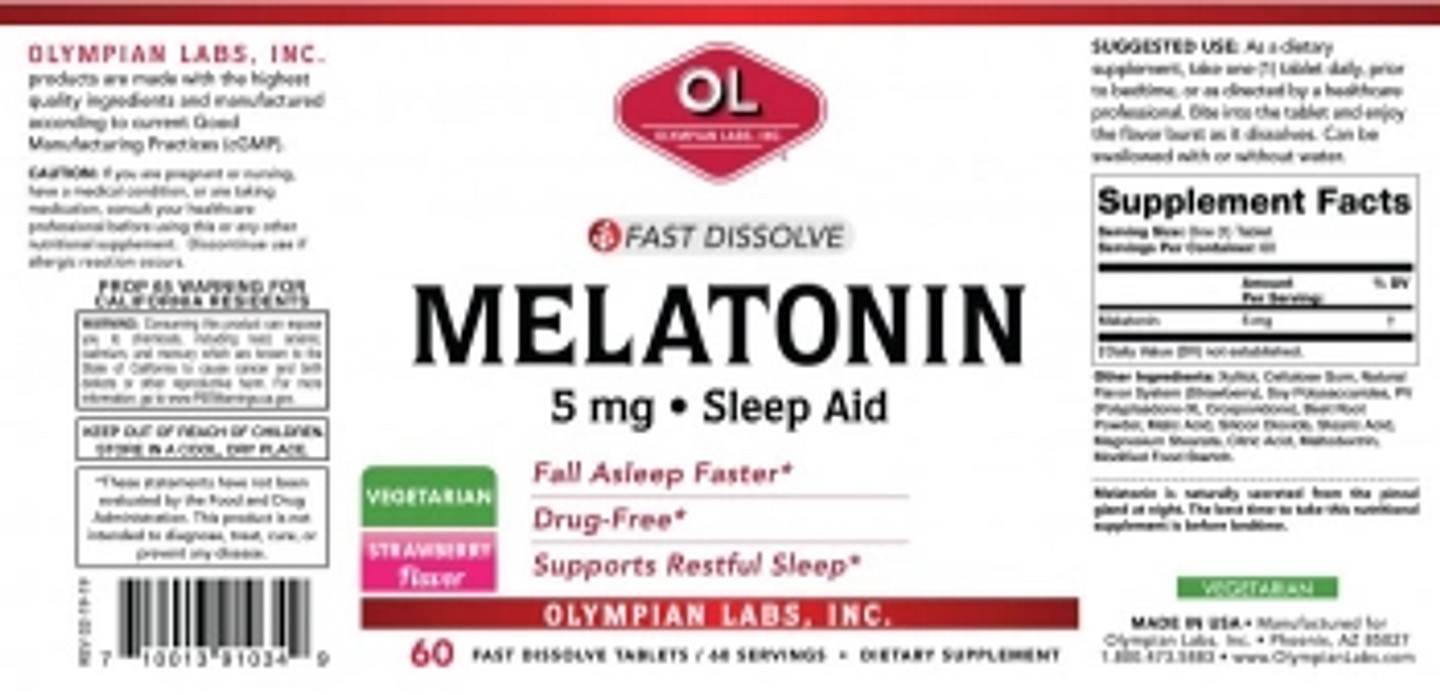Olympian Labs, Fast Dissolve Melatonin label