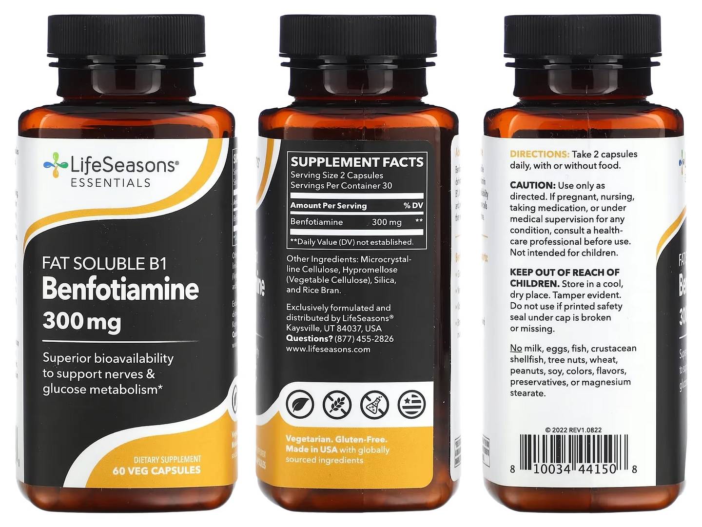 LifeSeasons, Fat Soluble B1 Benfotiamine packaging