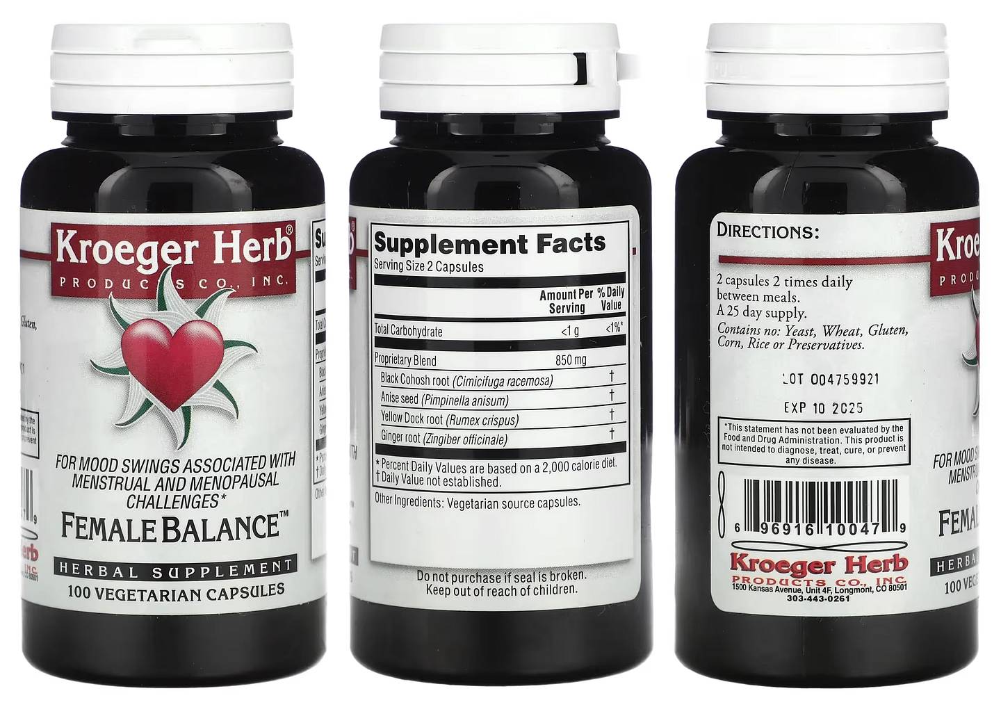 Kroeger Herb Products, Female Balance packaging