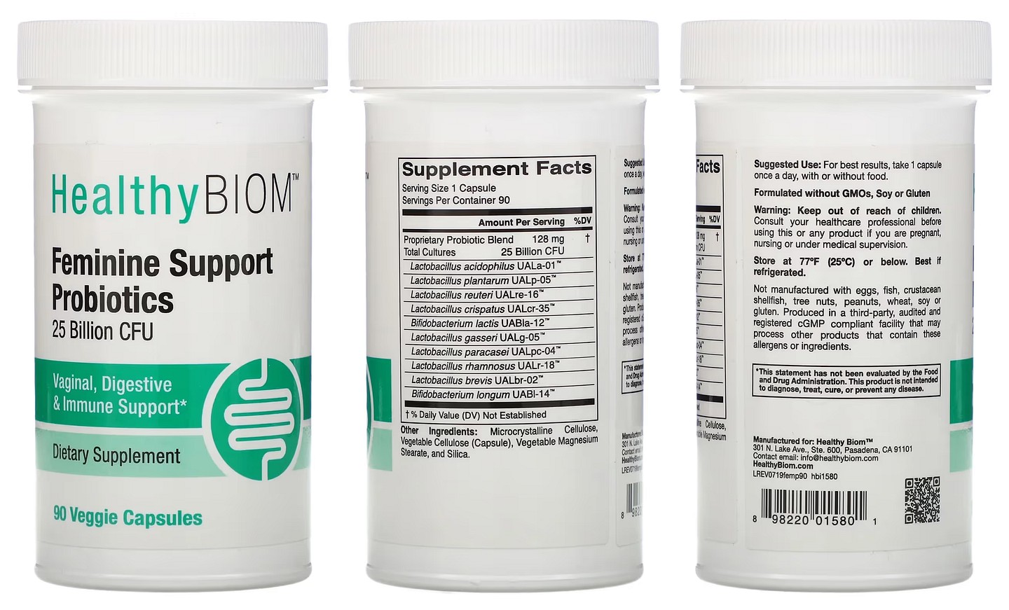 HealthyBiom, Feminine Support Probiotics, 25 Billion CFUs packaging