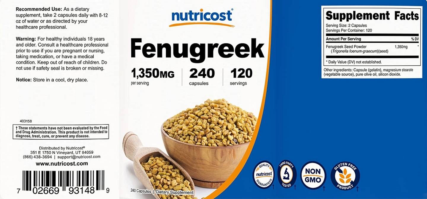 Nutricost, Fenugreek label