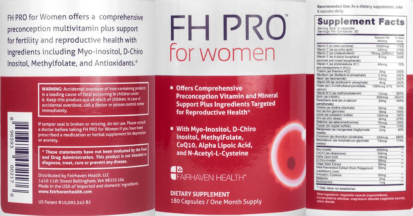Fairhaven Health, FH Pro for Women label