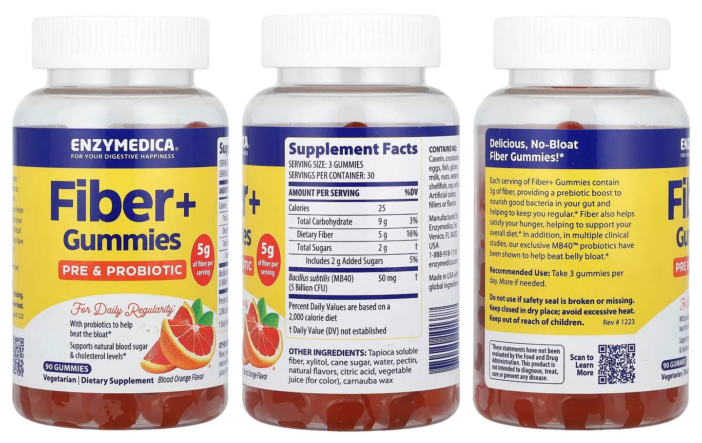 Enzymedica, Fiber+ Gummies packaging