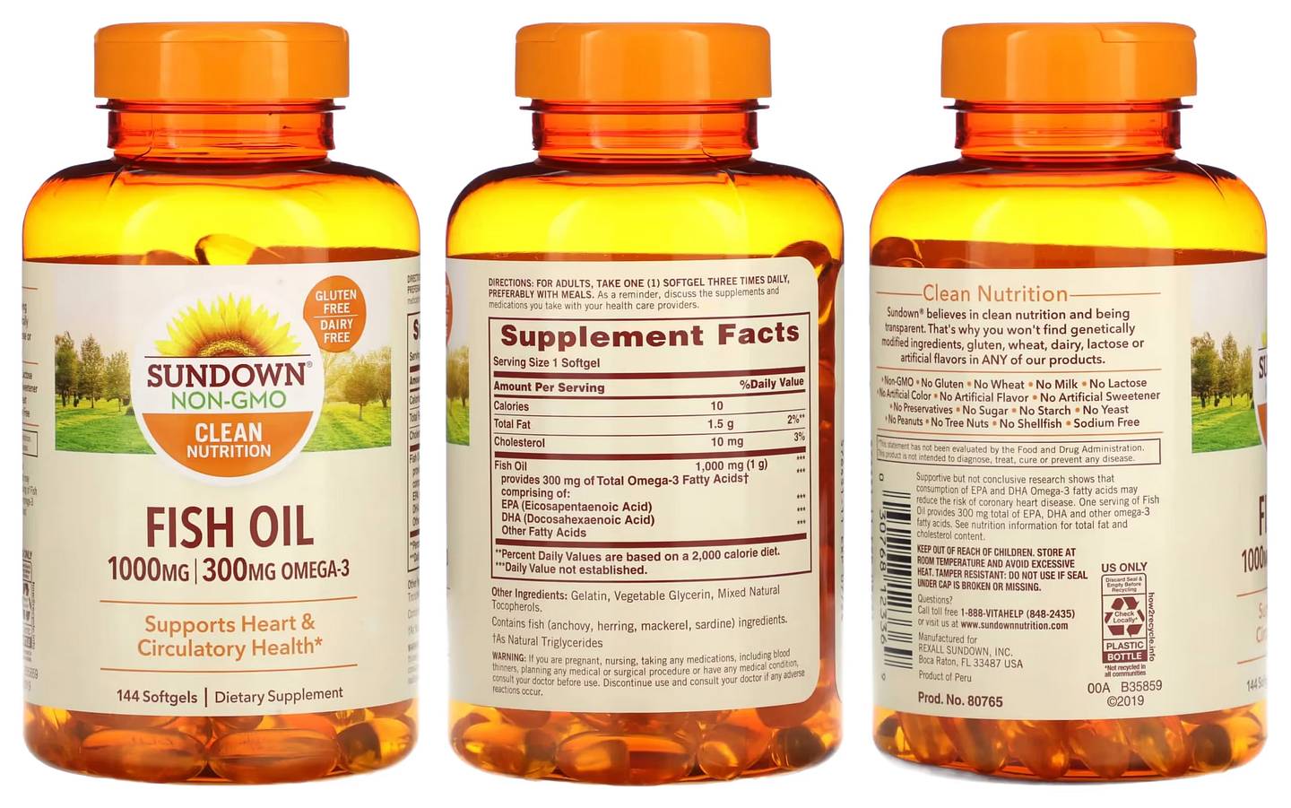 Sundown Naturals, Fish Oil packaging