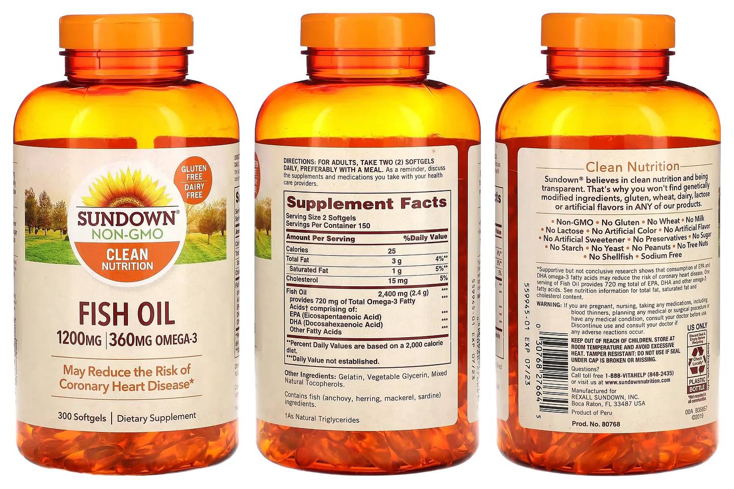 Sundown Naturals, Fish Oil packaging