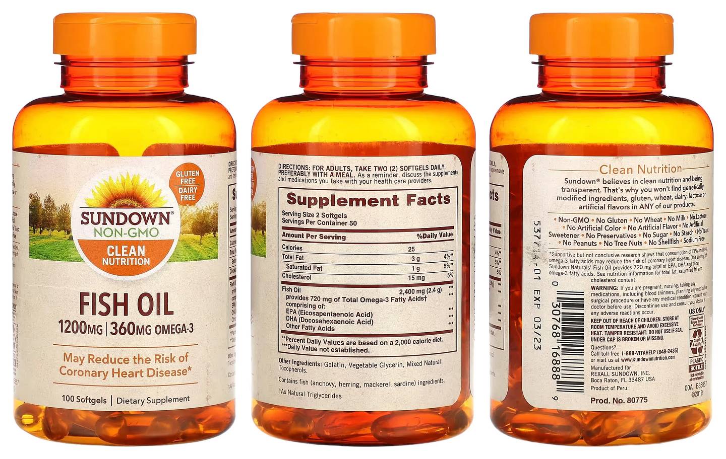 Sundown Naturals, Fish Oil packaging