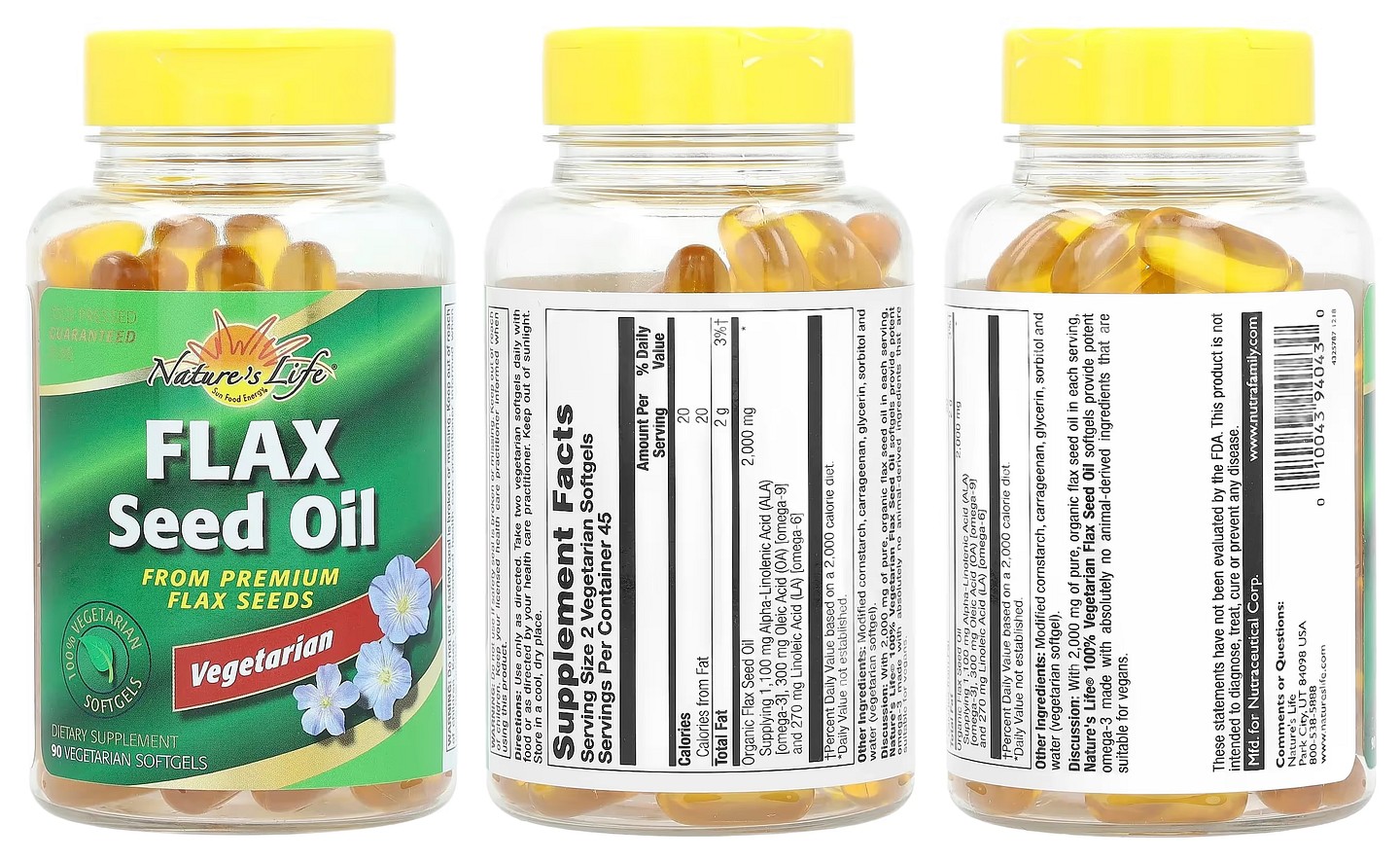 Nature's Life, Flax Seed Oil packaging