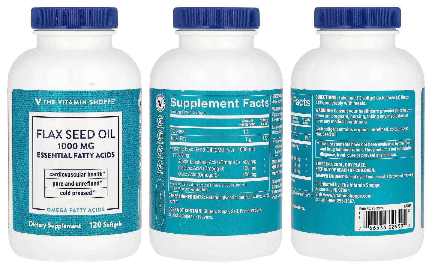 The Vitamin Shoppe, Flax Seed Oil packaging