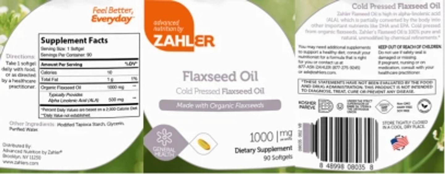 Zahler, Flaxseed Oil label