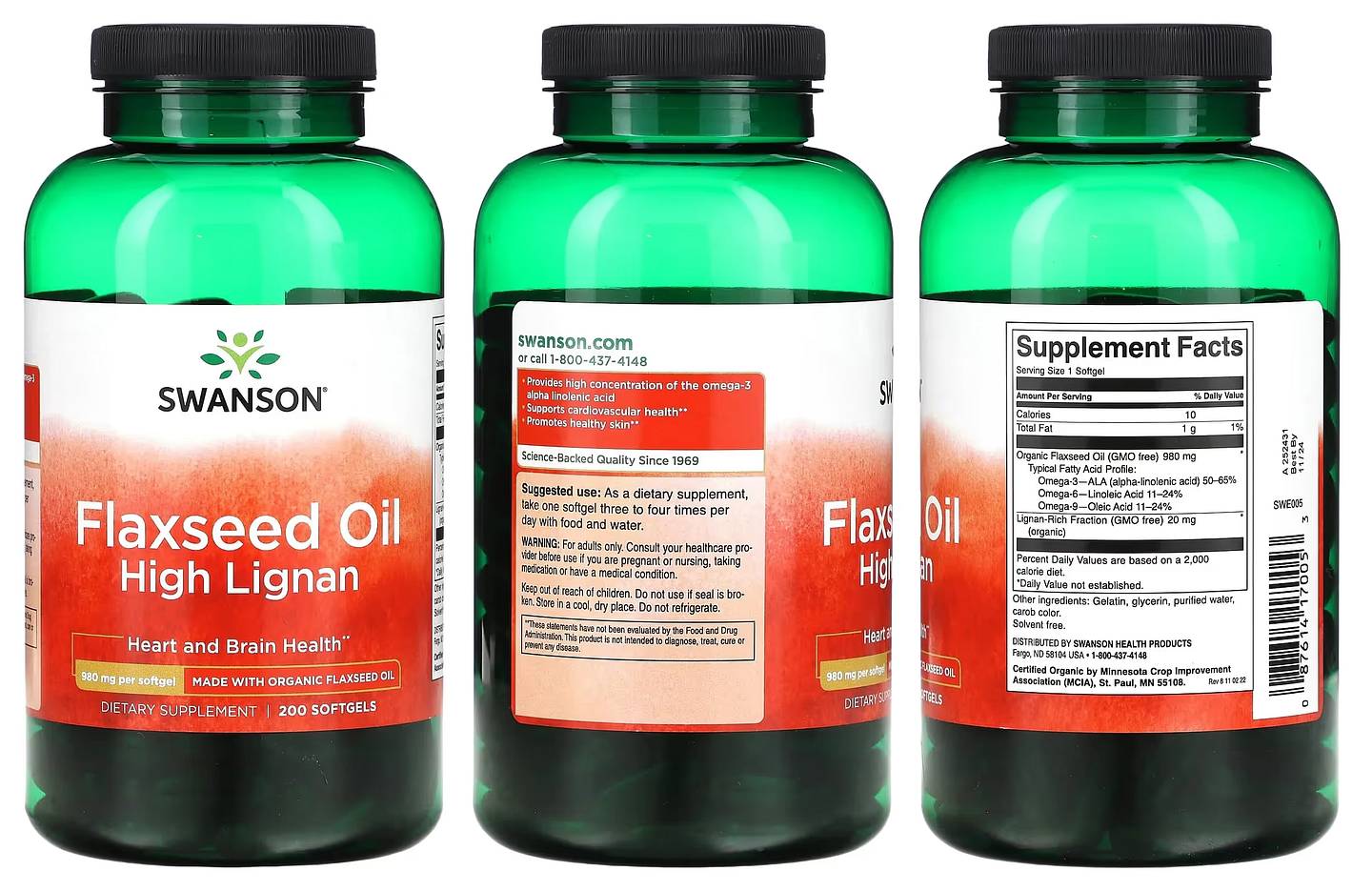 Swanson, Flaxseed Oil High Lignan packaging