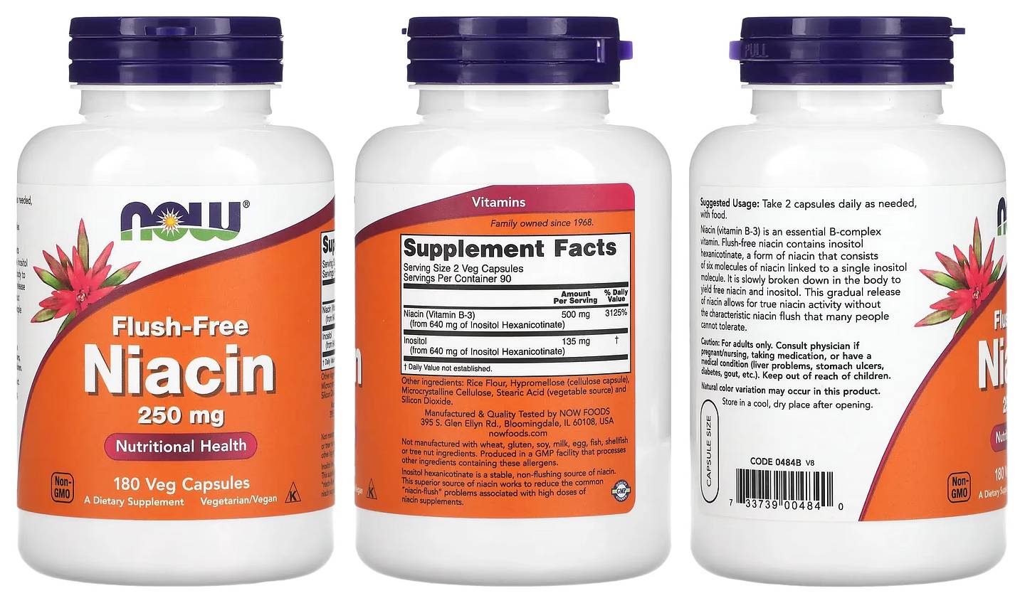 NOW Foods, Flush-Free Niacin packaging