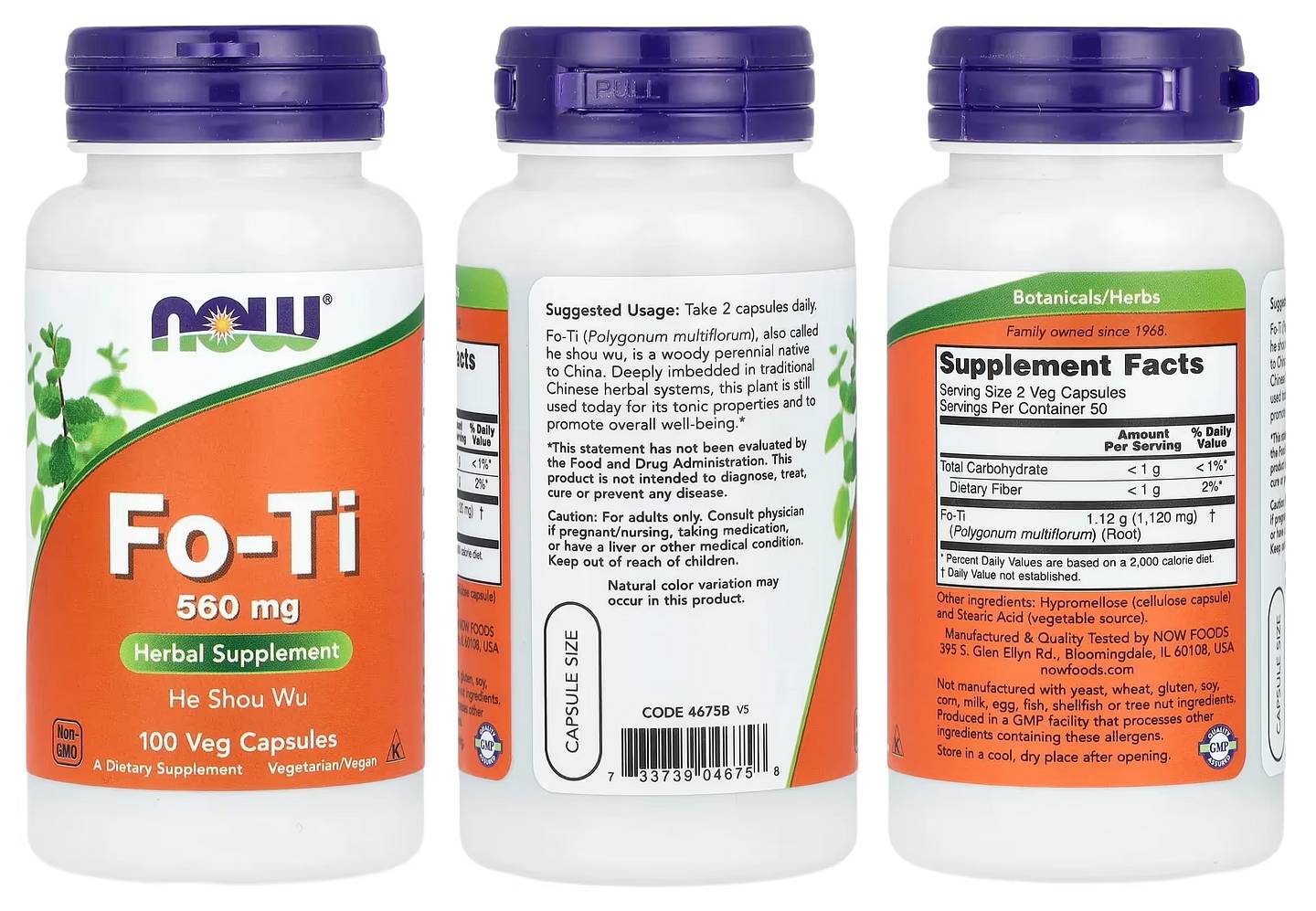 NOW Foods, Fo-Ti packaging