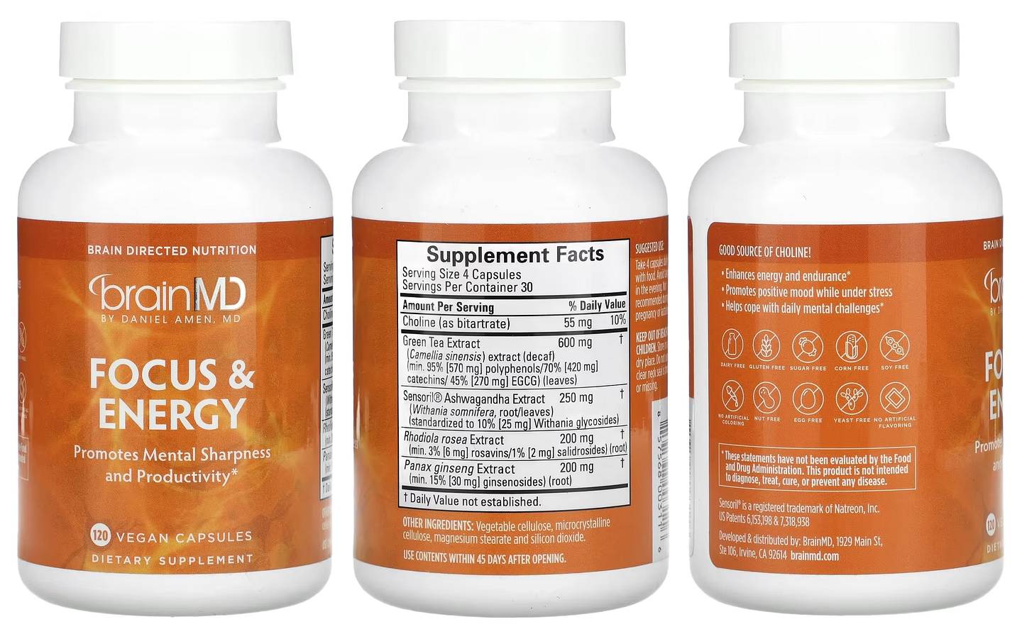 BrainMD, Focus & Energy packaging