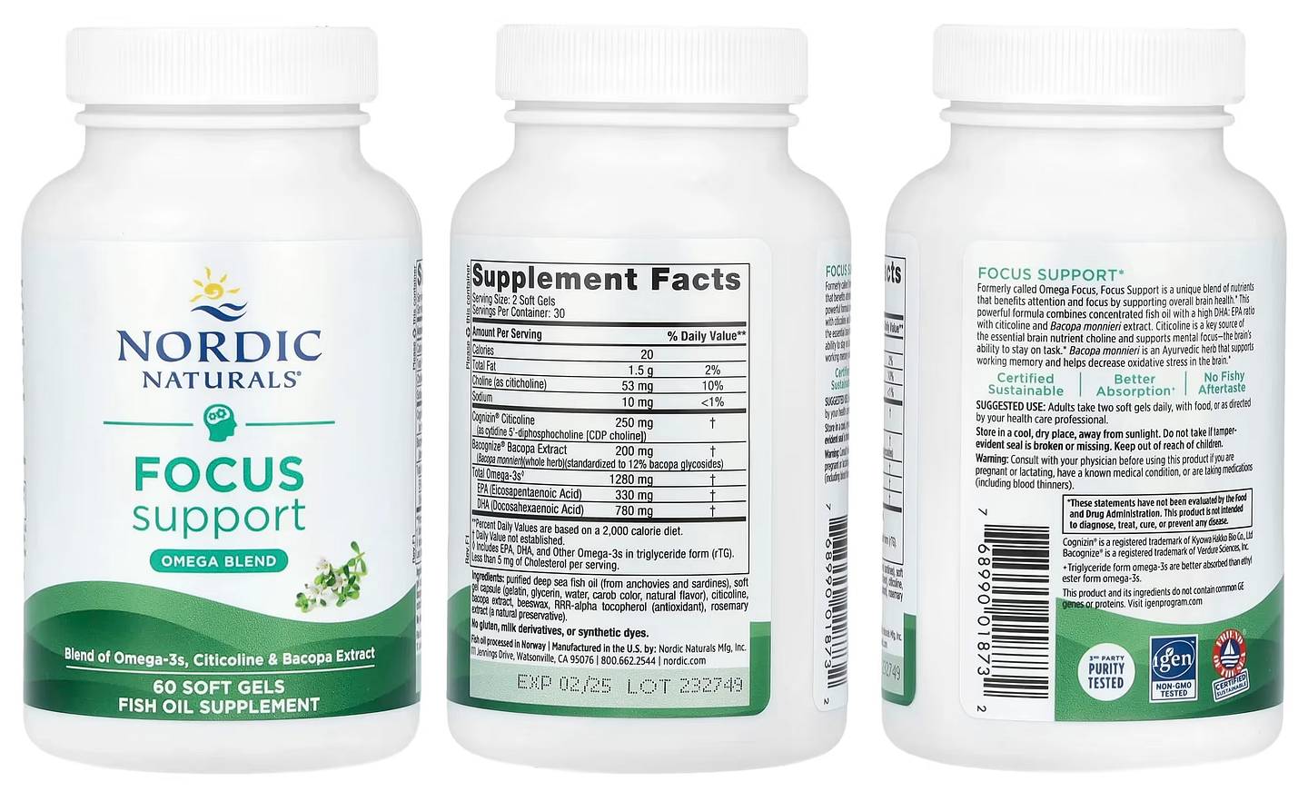 Nordic Naturals, Focus Support packaging