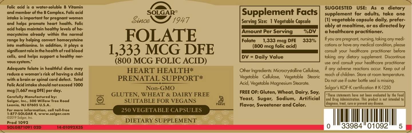 Solgar, Folate label