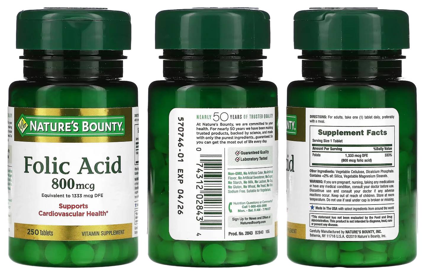 Nature's Bounty, Folic Acid packaging