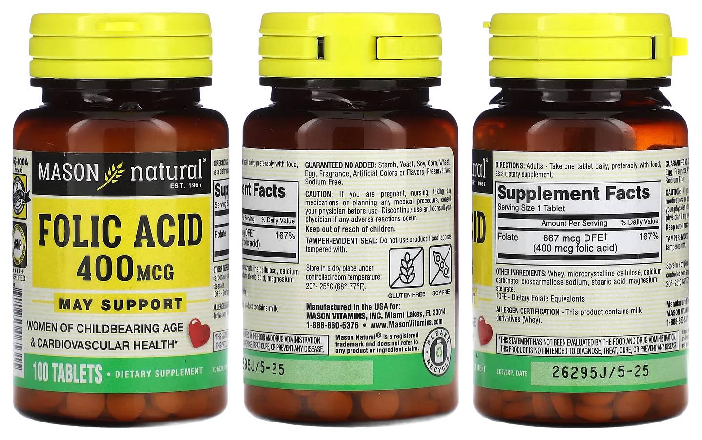 Mason Natural, Folic Acid packaging