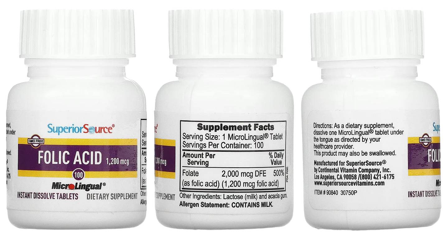 Superior Source, Folic Acid packaging