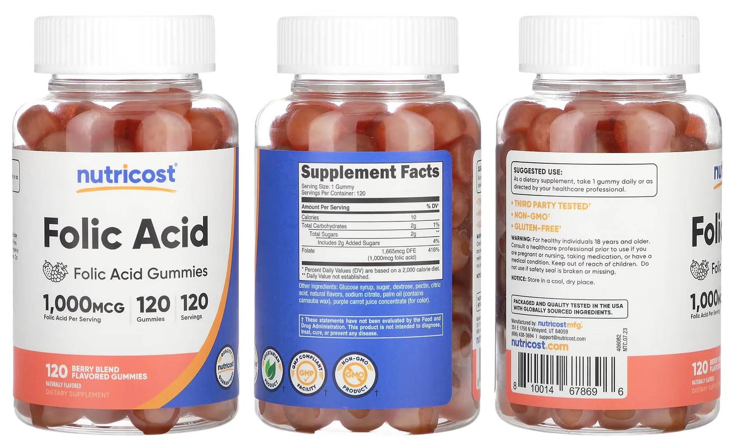 Nutricost, Folic Acid Gummies packaging