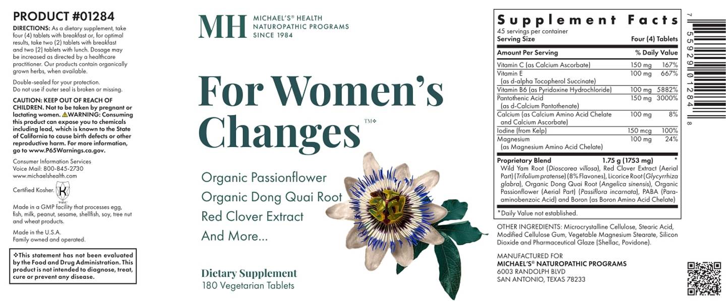 Michael's Naturopathic, For Women's Changes label