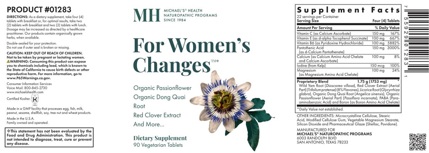 Michael's Naturopathic, For Women's Changes label