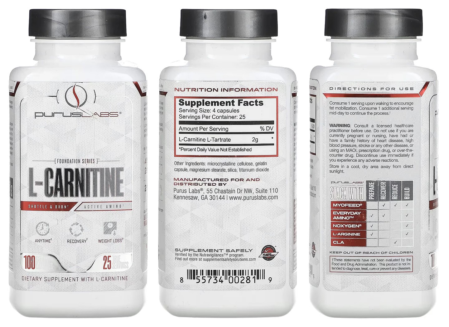 Purus Labs, Foundation Series, L-Carnitine packaging