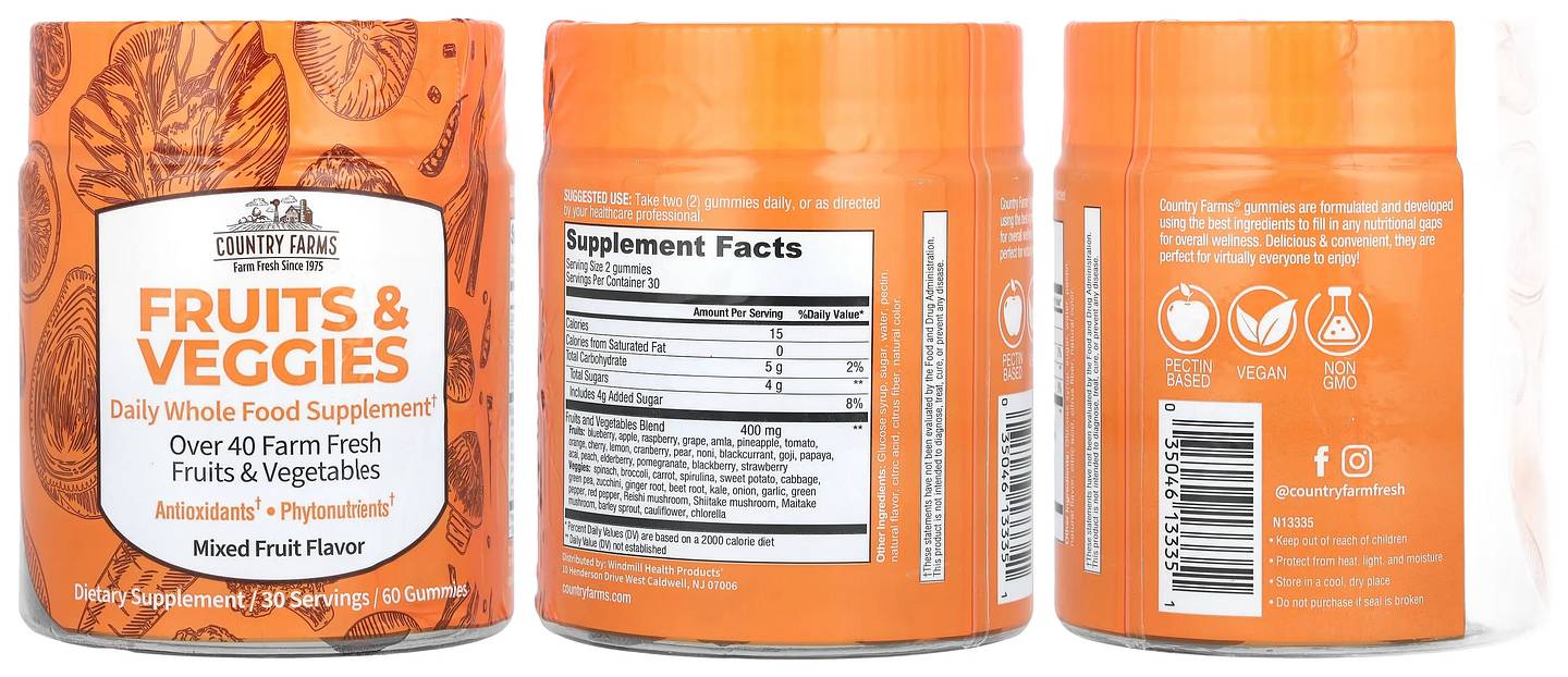 Country Farms, Fruits & Veggies, Daily Whole Food Supplement, Mixed Fruit packaging